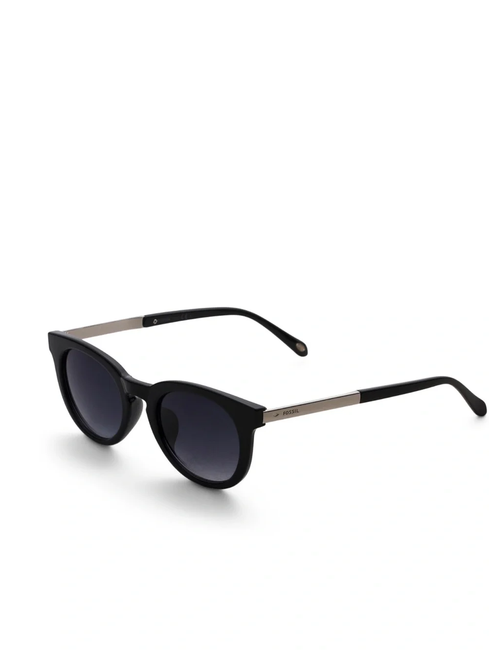 Fossil Black Round 45 mm Sunglasses with Silver Temples
